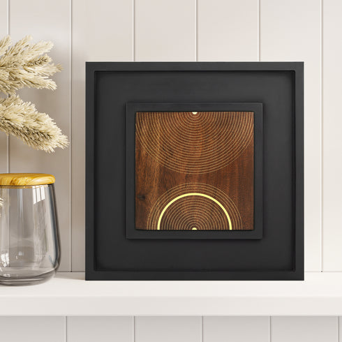 Wooden Wall Decor with Brass Inlay